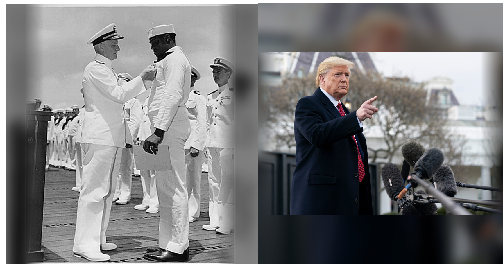 Doris Miller and Donald Trump featured editorial graphic