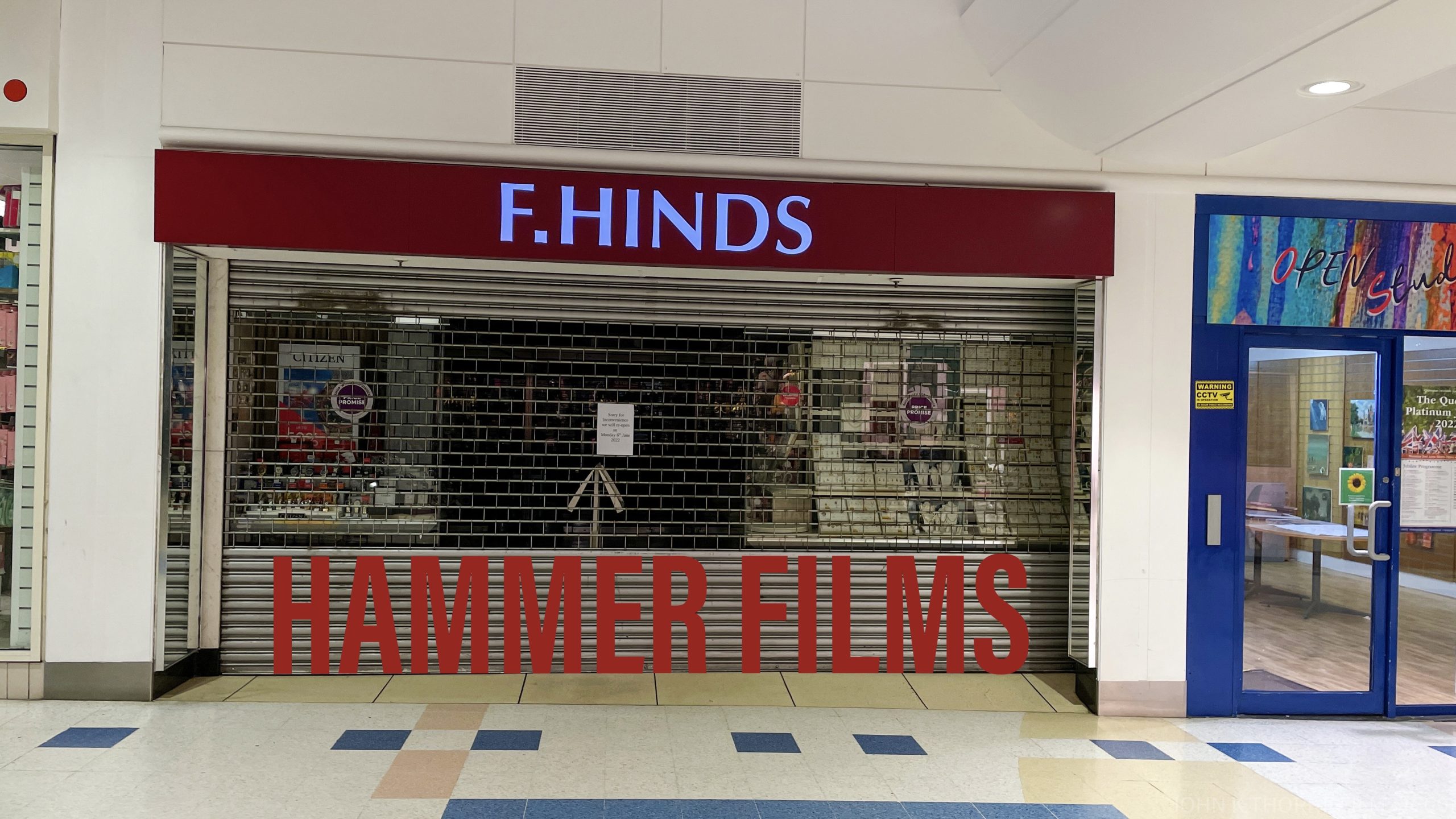 F. Hinds is a jewellery retailing chain, operating in England and Wales. Hammer Films was started by Will Hinds. Stage name Will Hammer